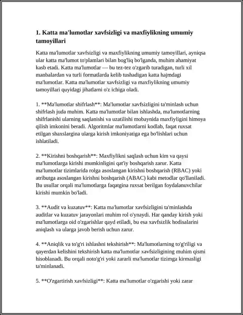BIG DATA XAVFSIZLIGI VA MAXFIYLIK MUAMMOLARI: ALGORITMLAR, TAHDIDLAR VA HIMOYA STRATEGIYALARI 4