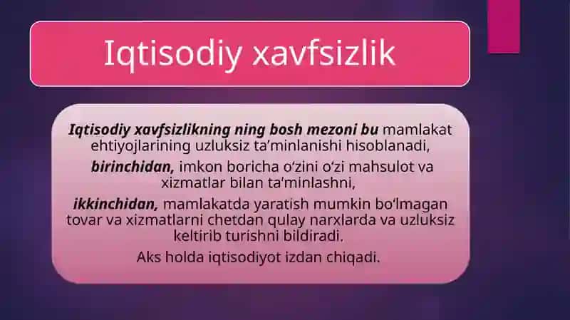 Davlatning iqtisodiy xavfsizlikni ta‘minlash vazifalari 4