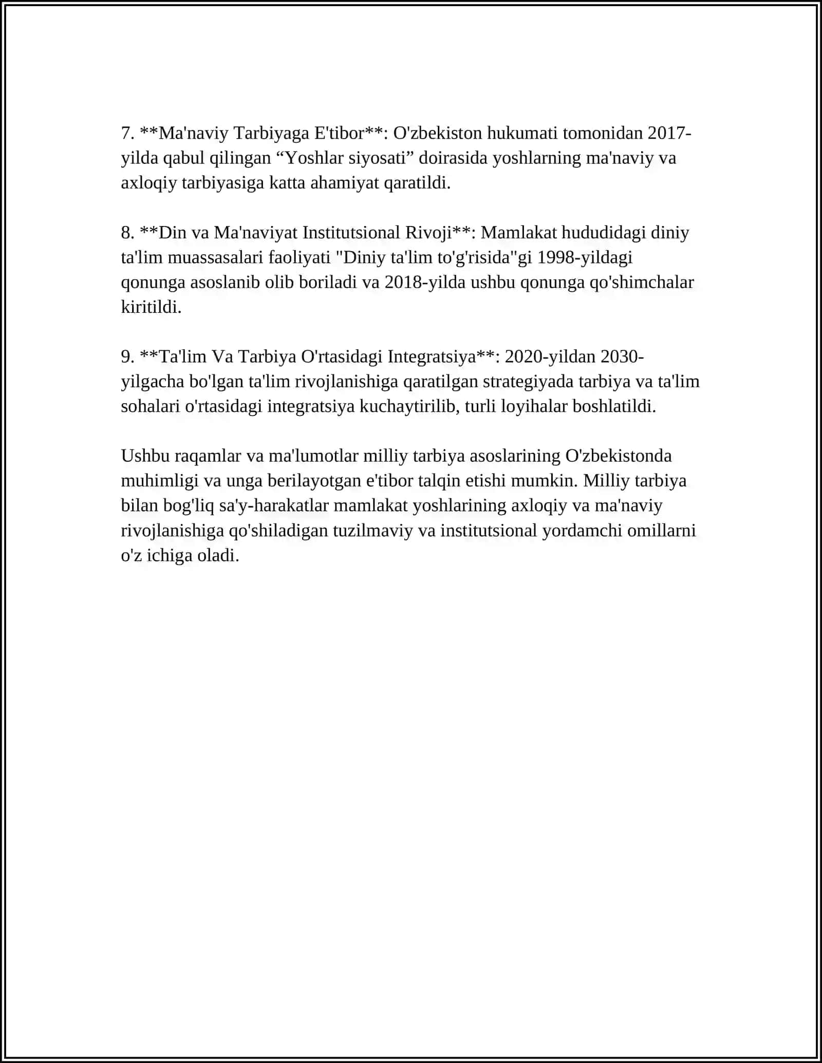 ÕQUVCHILARNING MILLIY TARBIYALANGANLIK KORSATKICHLARI 4