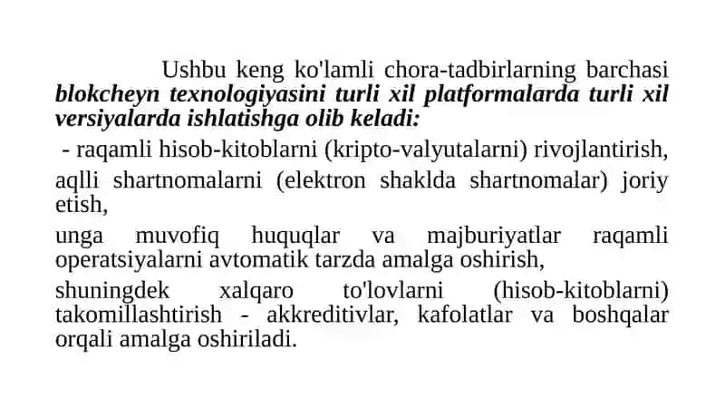 Blokcheyn texnologiyasi va undan foydalanish yo‘llari. 4