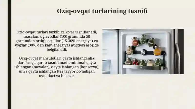 Oziq-ovqat turlarini tashkil etishning asosiy tamoyillari 4
