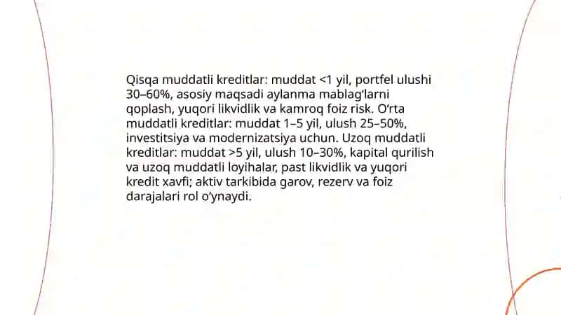 Tijorat banklarini aktiv operatsiyalarining tarkibi 4