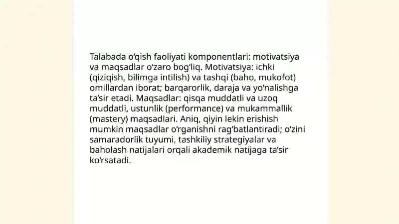 Talabada o‘qish faoliyati, uning komponentlari va psixologik xususiyatlari 4