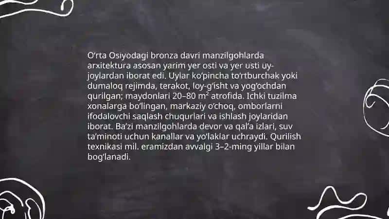 Oʻrta Osiyodagi bronza davri ibtidoiy manzilgohlari 4