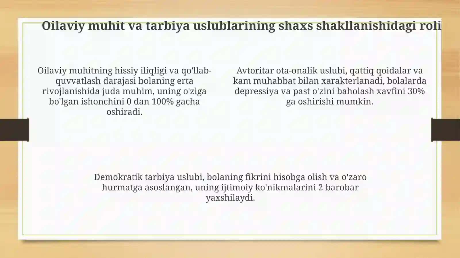 Shaxsning rivojlanishi, tarbiyasi va ijtimoiy o'sishuvi 4
