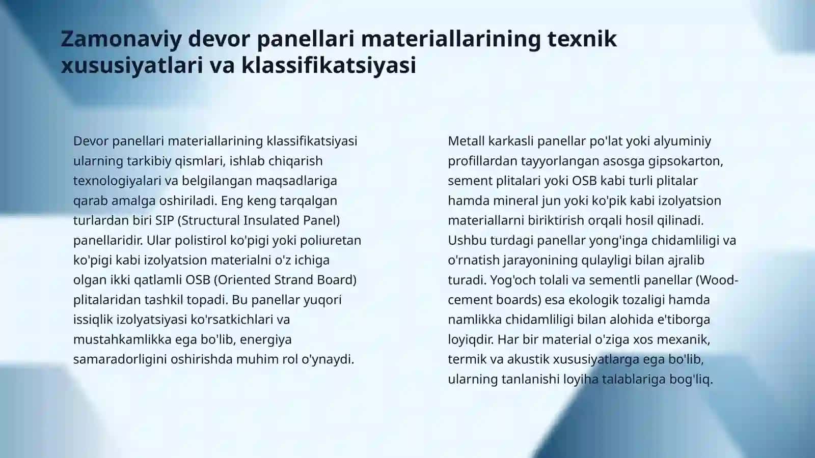 Karkas panelli binolarning devor panellari. 4