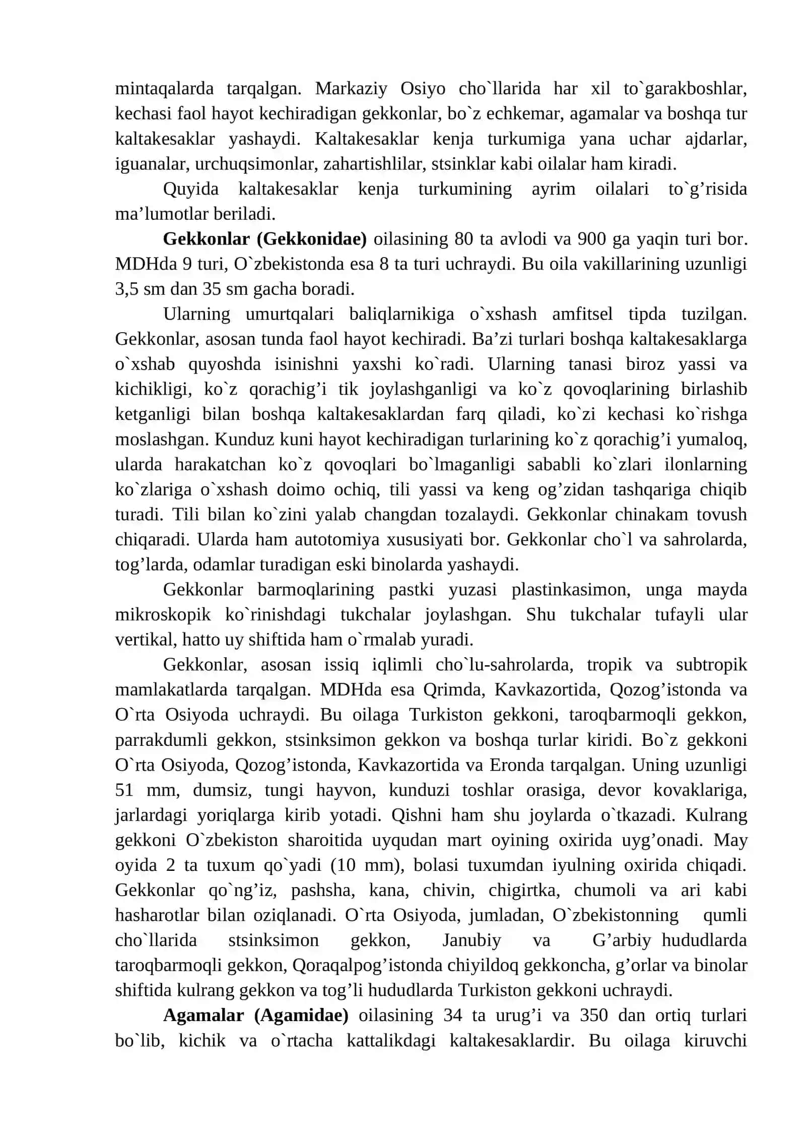 Suvda hamda quruqlikda yashovchilar va sudralib yuruvchilar sinflari 4