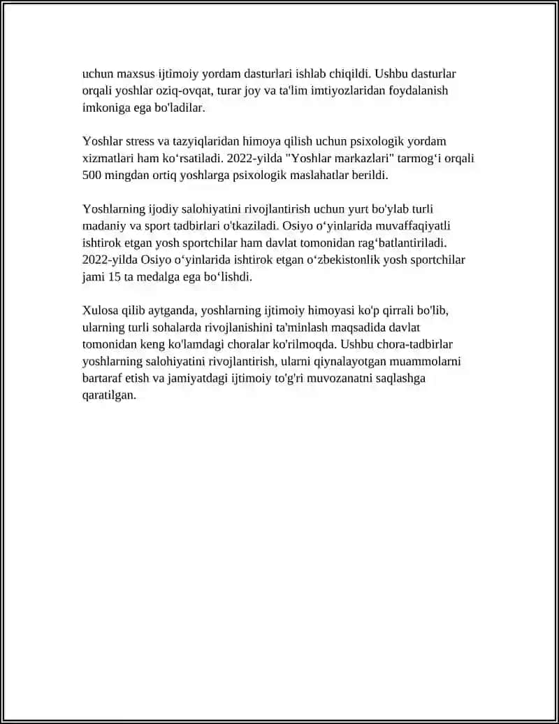 O'ZBEKISTONDA YOSHLARGA OID DAVLAT SIYOSATI (QONUN) 4