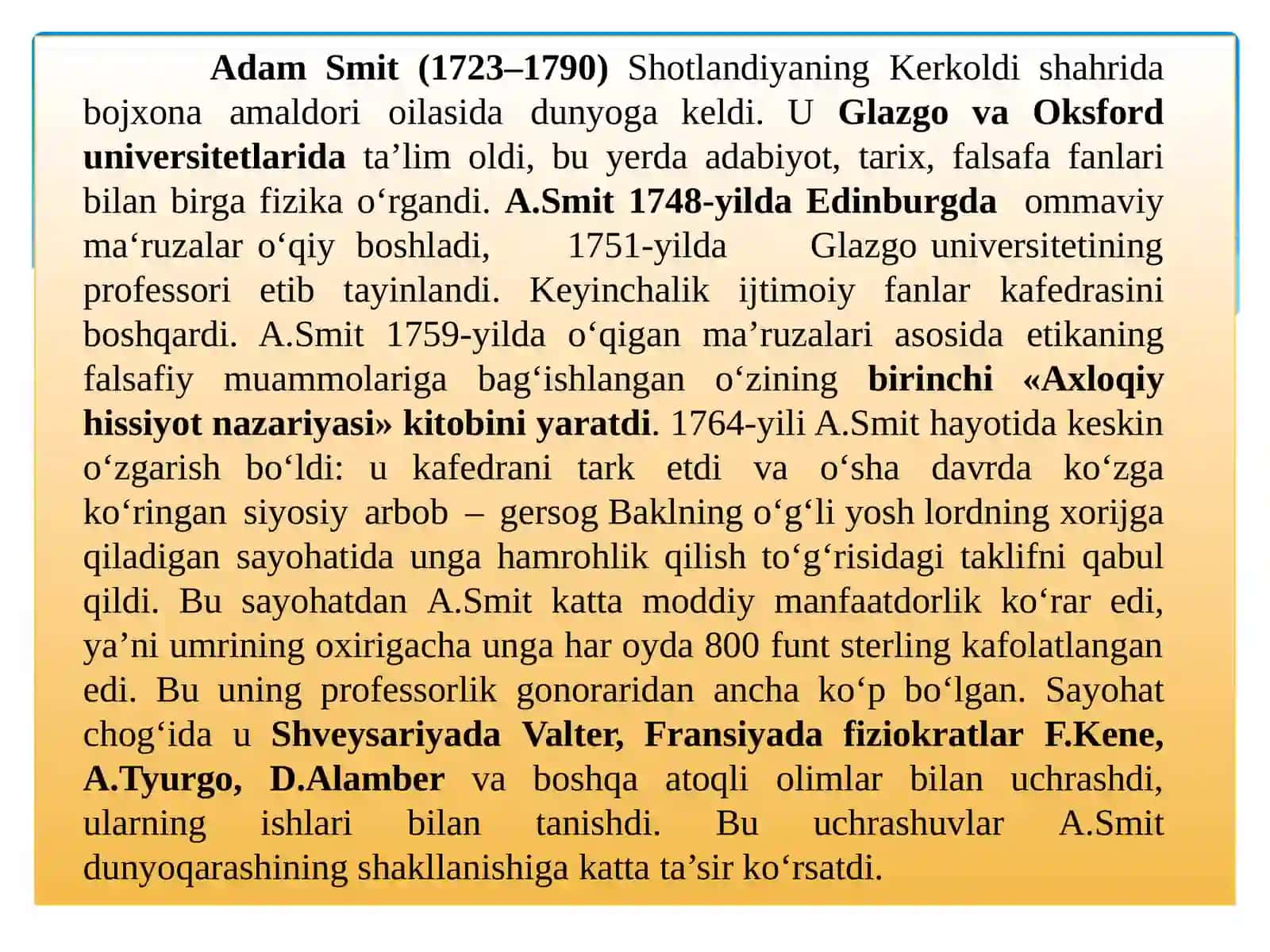 Klassik iqtisodiy maktabning to‘lashakllanishi. Adam Smit iqtisodiy ta’limotlari 4