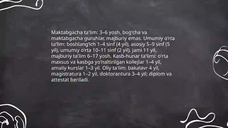 Oʼzbekiston Respublikasida ta'lim tizimi 4