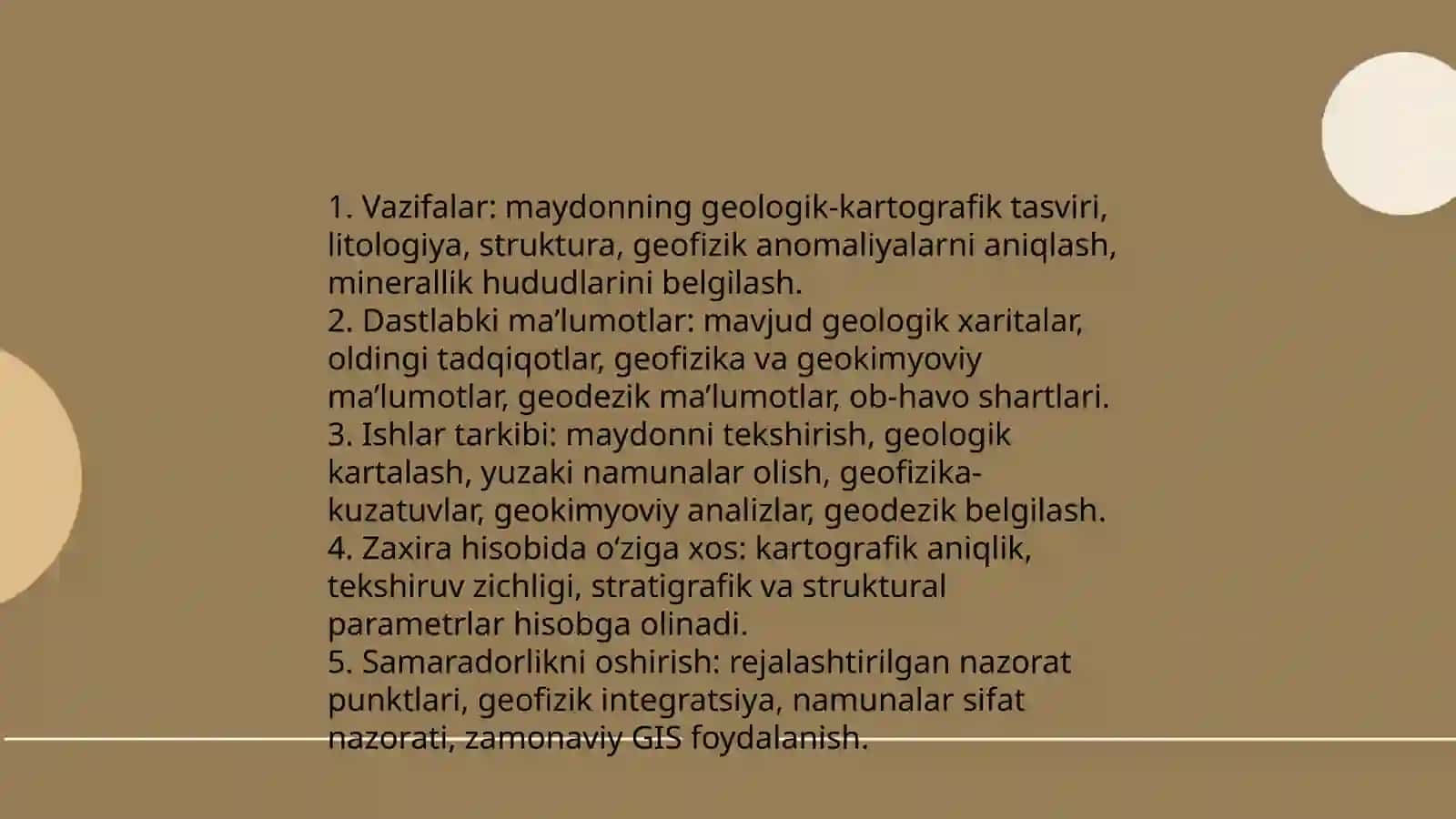 Razvedka bosqichining geologiya-qidiruv ishlaridagi asosiy vazifalari nimalardan iborat? 4