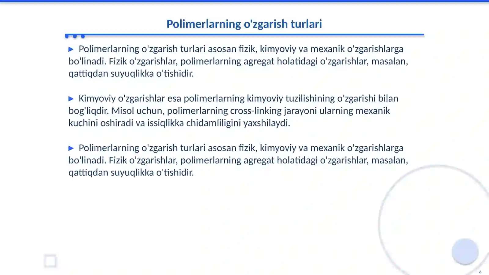 Polimeranalogik o‘zgаrishlаr 4