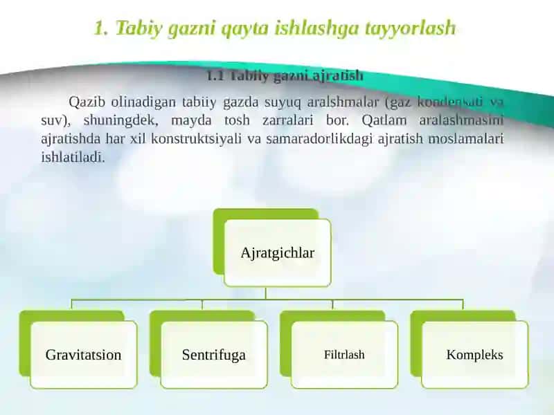 Табиий газни қайта ишлашнинг асосий йўналишлари 4