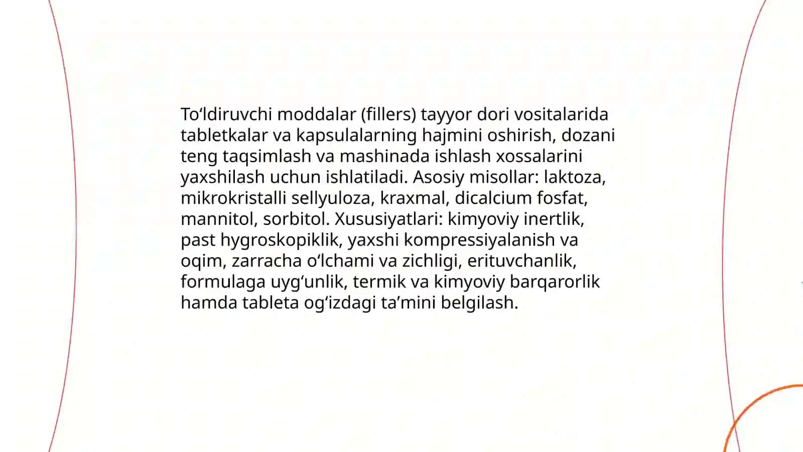 Yordamchi moddalar: taʼrif va umumiy klassifikatsiya 4