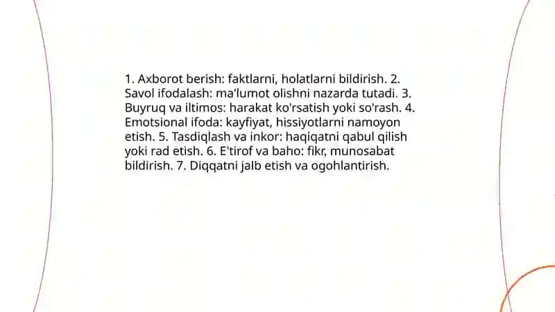 Sodda gaplarning nutqiy qo‘llanishi va pragmatik xususiyatlari 4