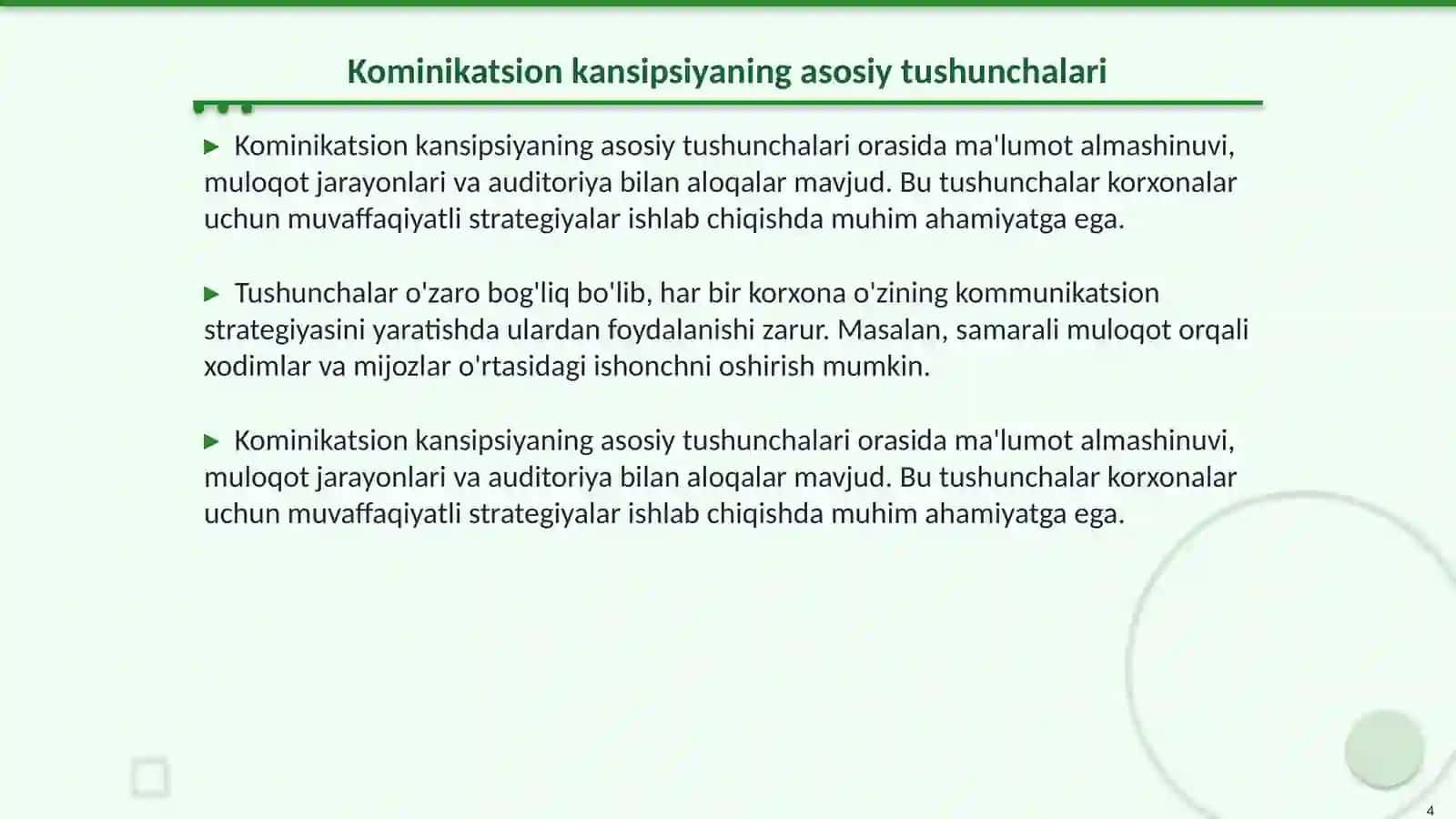 Kominikatsion kansipsiya va uning korxona faoliyatidagi tutgan urni 4