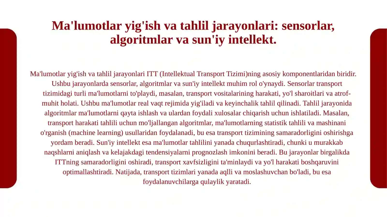 ITT (Intellektual Transport Tizimi)ning funksional arxitekturasi 4