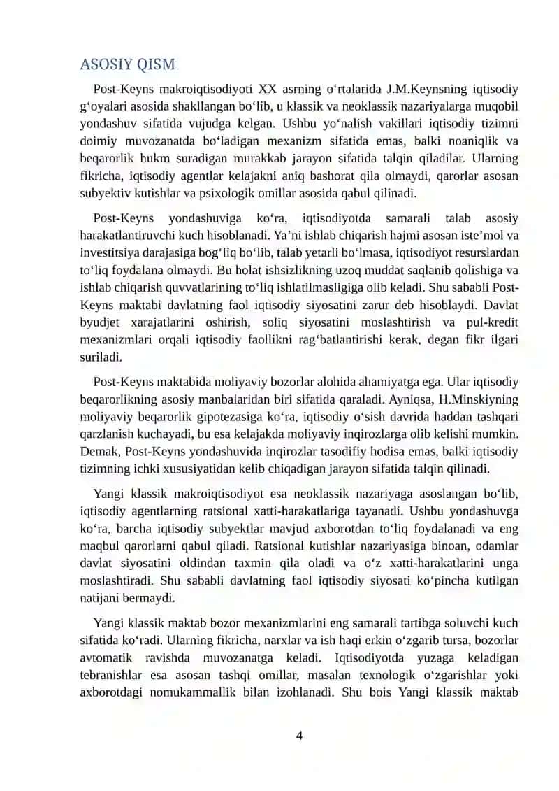 Post-Keyns va Yangi klassik makroiqtisodiyotning dinamik farqlari 4