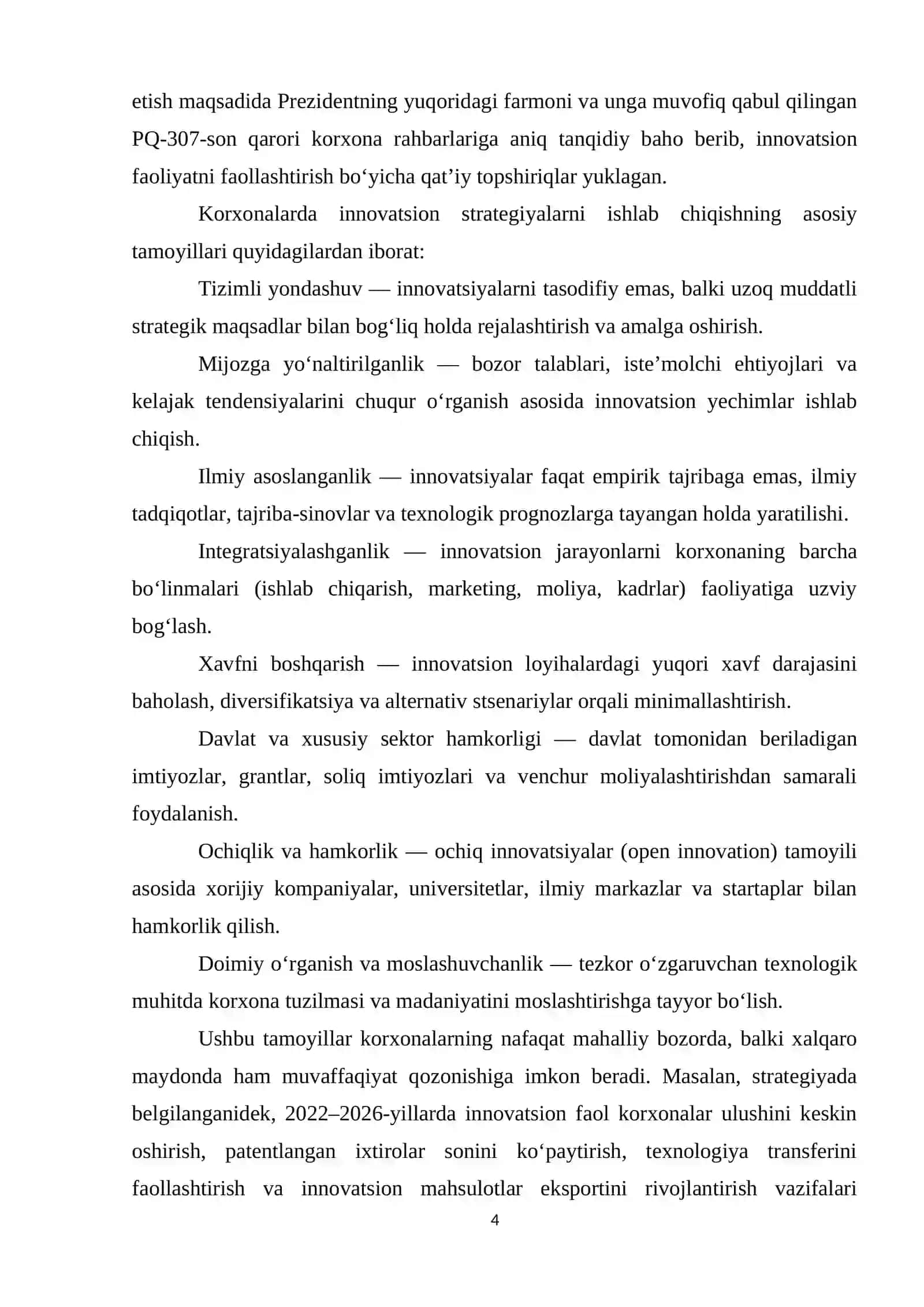 Korxonalarda innovatsion strategiyalarni ishlab chiqish tamoyillari 4