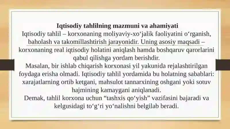 Iqtisodiyot subyektlarida tahlil ishlarini tashkil qilish bosqichlari 4