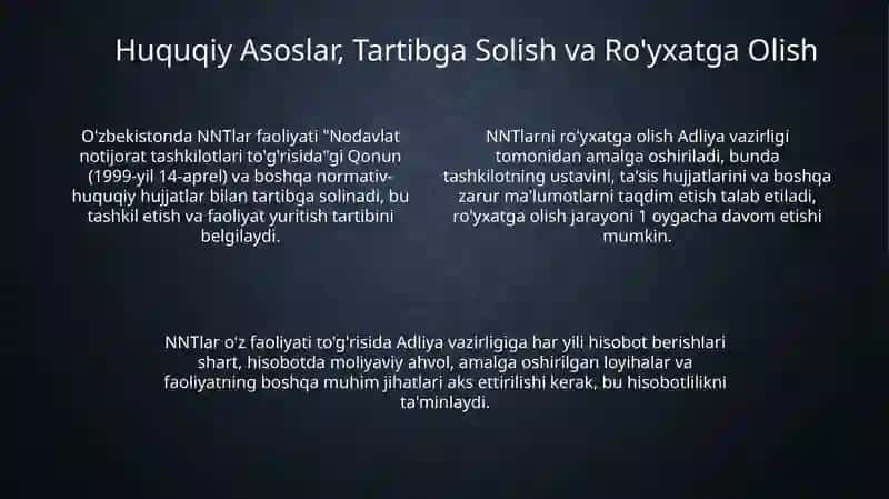 O'zbekistonda nodavlat notijorat tashkilotlari: Umumiy ko'rinish 4