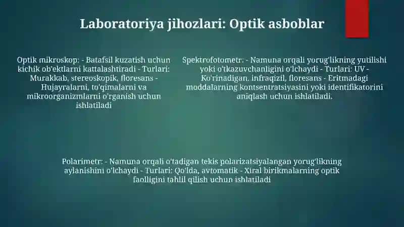 Labaratoriya Jihoz (Isitish, O‘Lchov,Optika Asbob )Larni.Ko‘Rgazmali Qurollar,Ularning Turlari Va Darslarda Ulardan Foydalanish Metodikasi 4