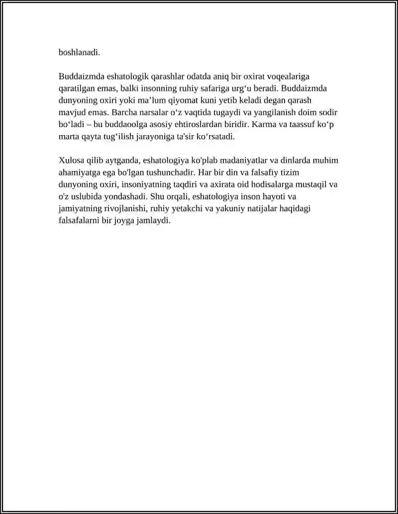 ESXATOLOGIYANING MOHGIYATI: QIYOMAT VA OXIRAT DUNYOSI 4