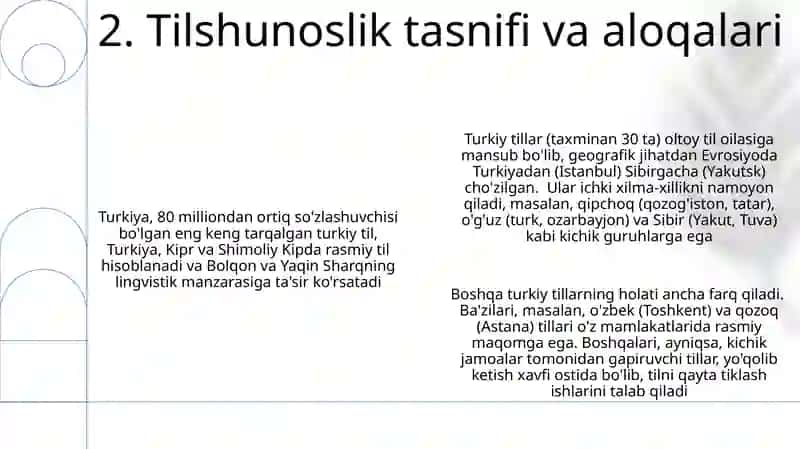 Turk tilining dunyo tillari orasida tutgan oʻrni 4