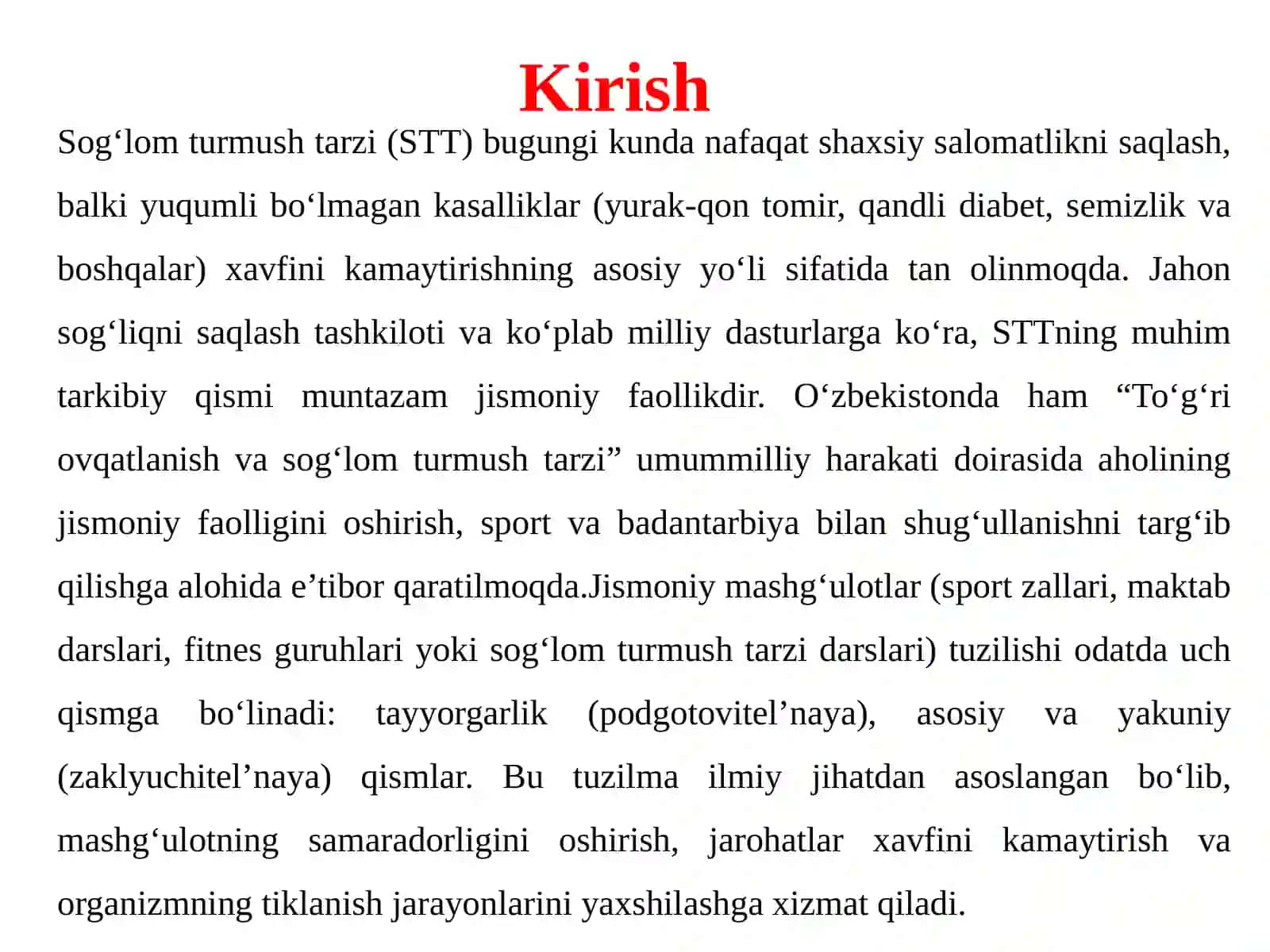 Sog‘lomturmushtarzimashg‘ulotlaridatayyorgarlikvayakuniyqismlarnio‘tkazishusuli 4