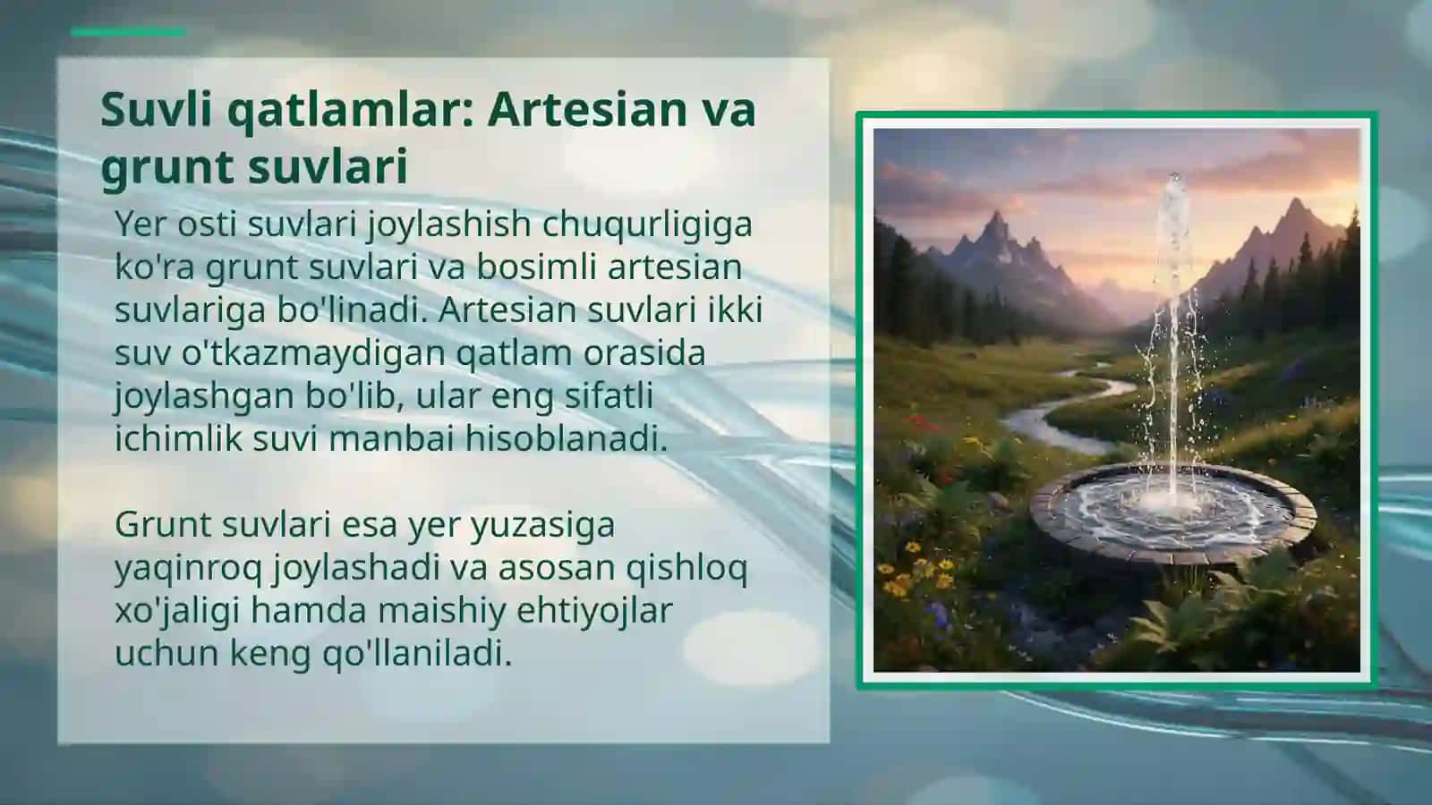 Yer osti ichimlik suv manbalari: Hayotiy muhim zaxiralar 4
