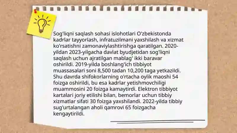 Yangi O'zbekistonda Prezident SH.M.Mirziyoyev rahbarligi va tashabbusi ostida amalga oshirilayotgan islohotlar 4