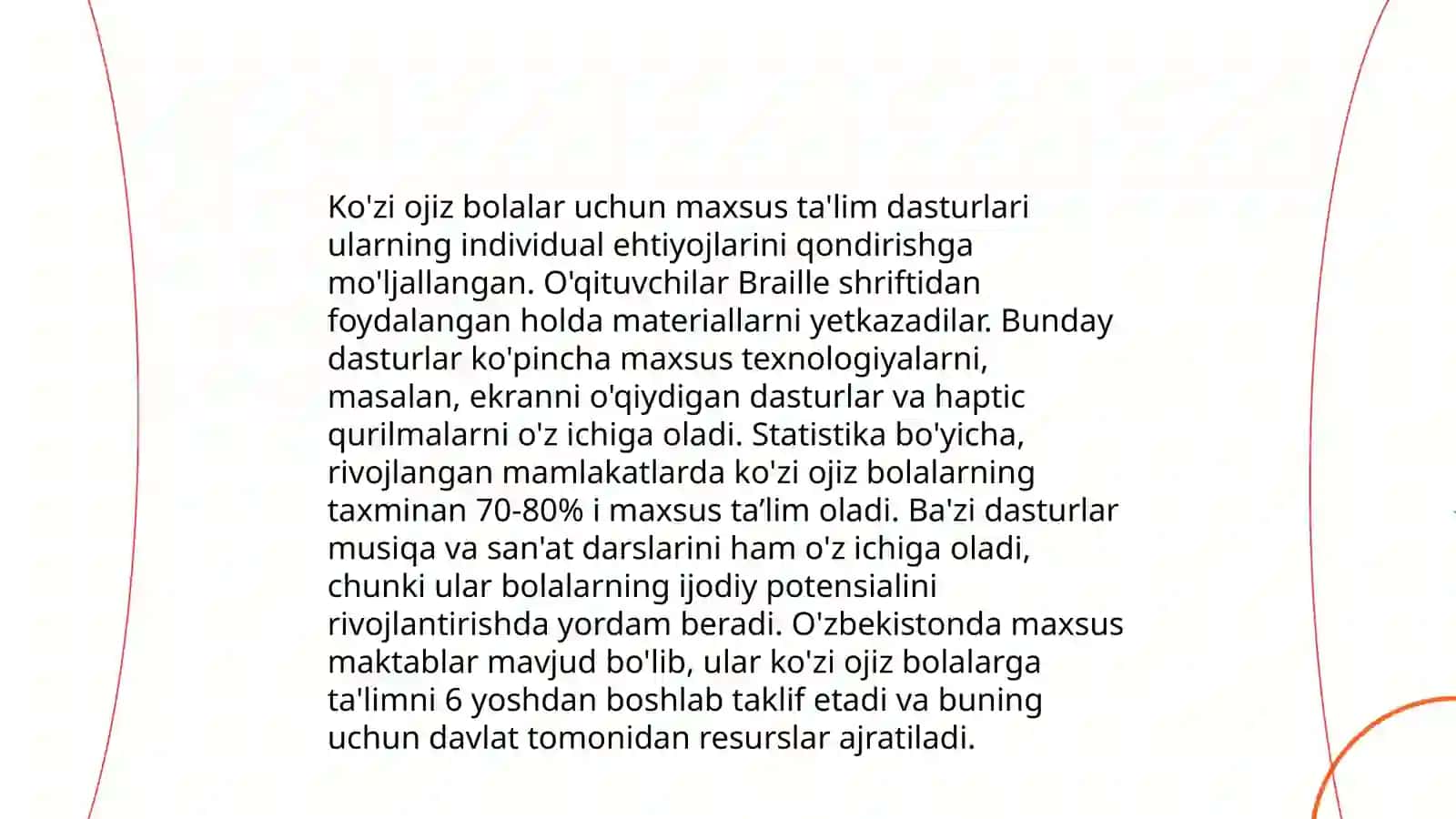 Ko'rishda nuqsoni bolgan bolalarda bilim, o'yin, mehnat faoliyati usullarini shakllantirish 4