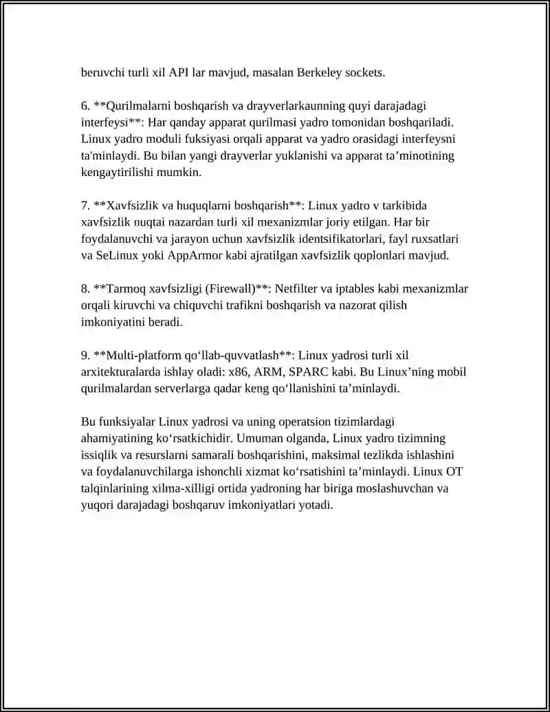 LINUX OT TALQINLARINING FUNKSIONAL IMKONIYATLARI. LINUX OT DISTRIBUTIVLARI 4
