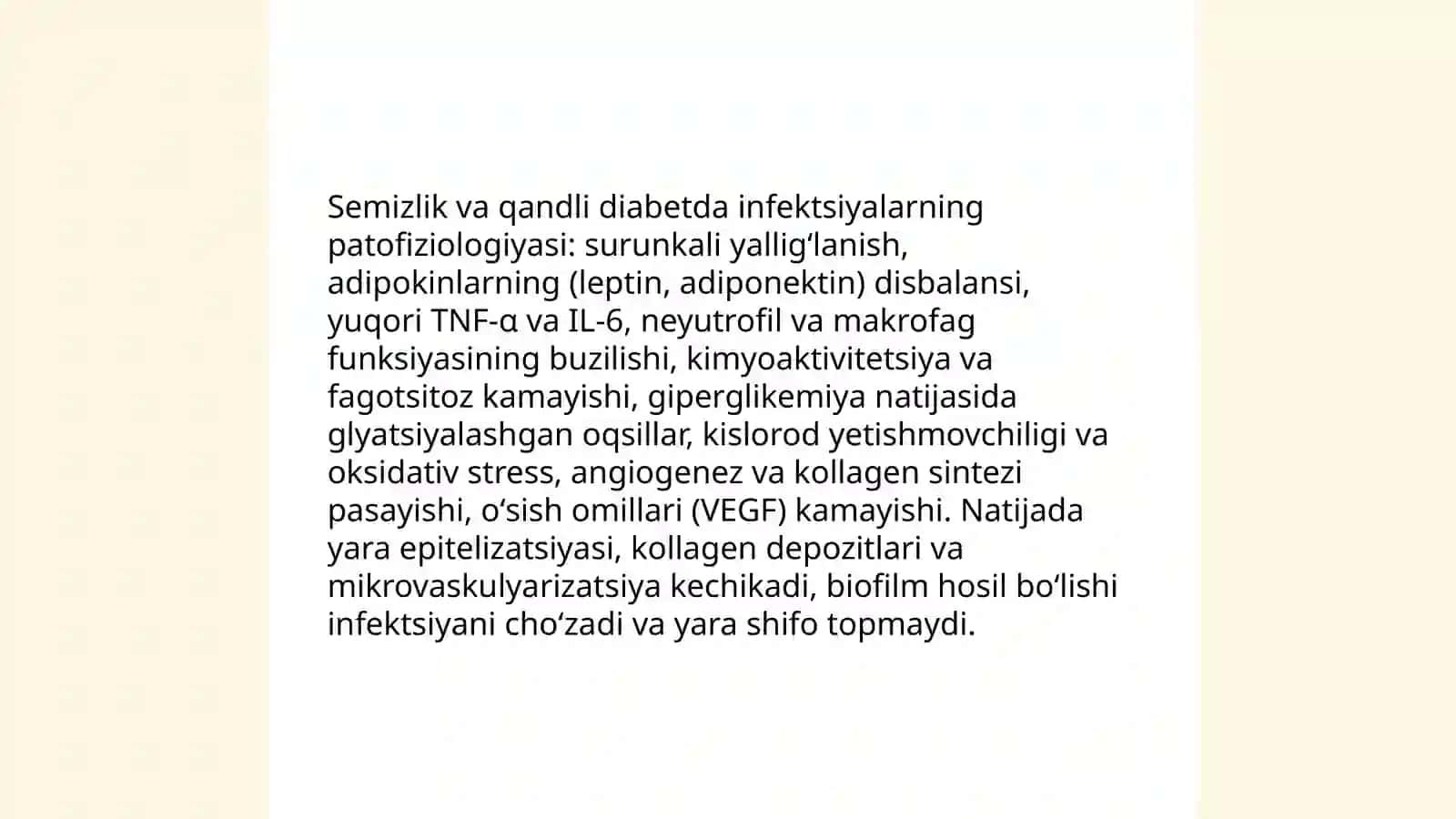 Semizlikda jarrohlik infektsiyani davolash. Oandli diabetda jarrohlik infektsiyani davolash 4