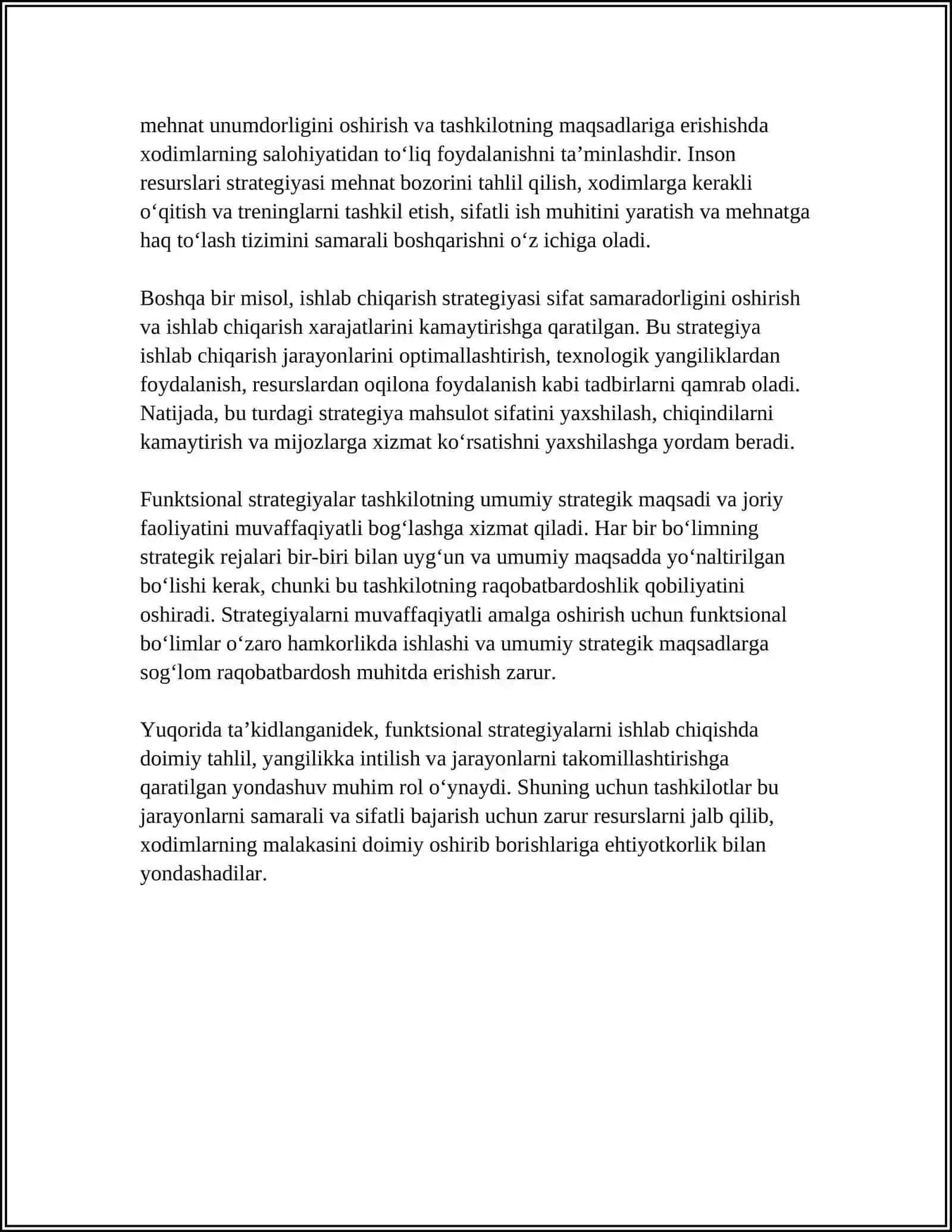 MUSTAQIL ISH Mavzu: FUNKSIONAL STRATEGIYA 4