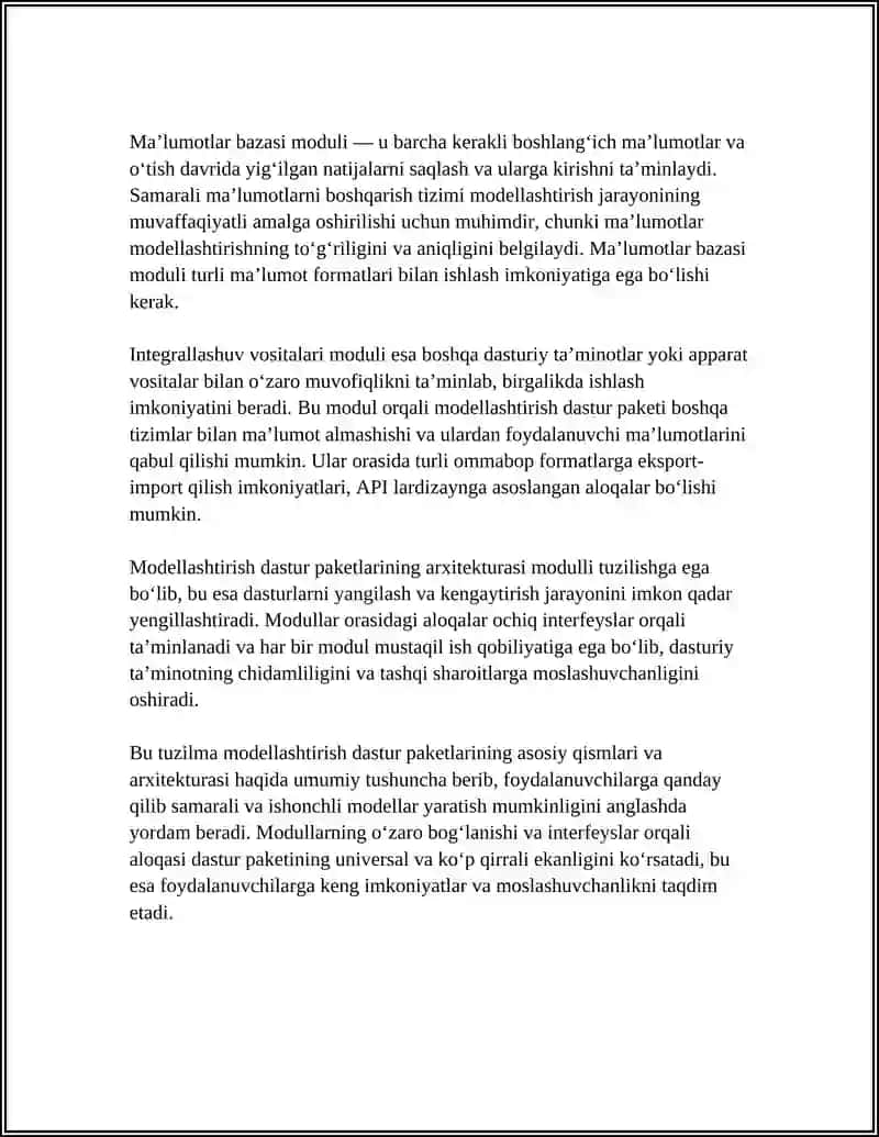 Modellashtirishda Qo'llaniladigan Amaliy Dasturlar Paketlarning Xususiyatlari 4