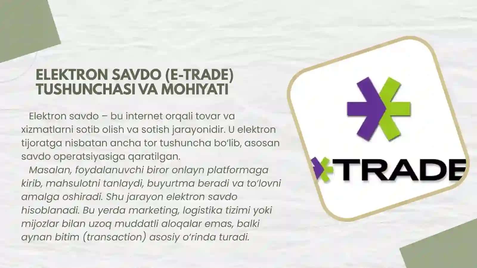 Elektron tijorat va elektron savdo xususiyatlari va farqlari 4