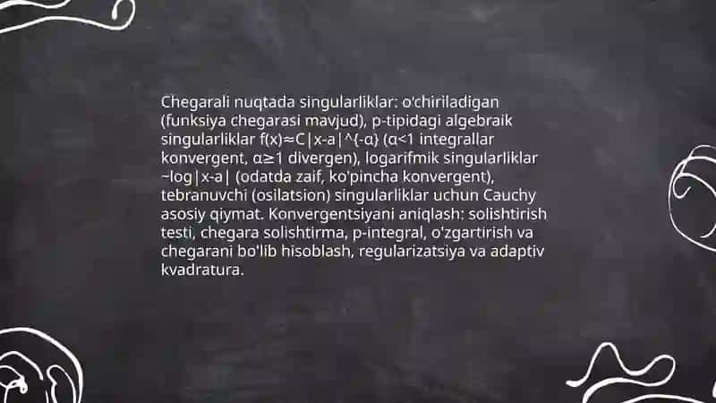Chegarali va Cheksiz Xosmas Integrallarning Taqribiy Hisoblash 4