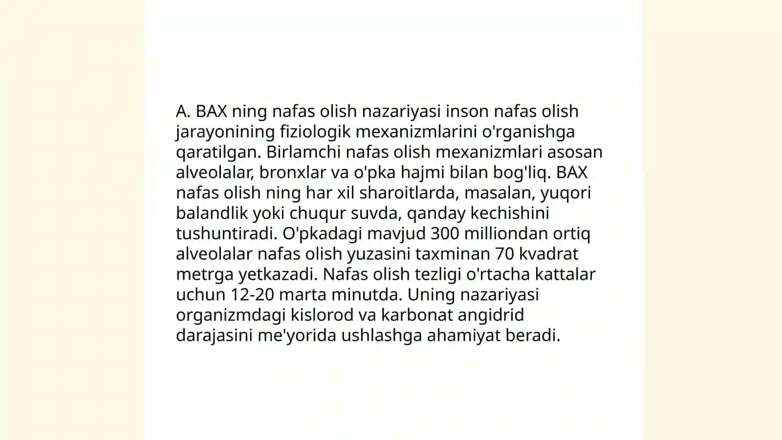Nafas olish jarayonlari. A.BAX va V.Palavin nazariyasi 4