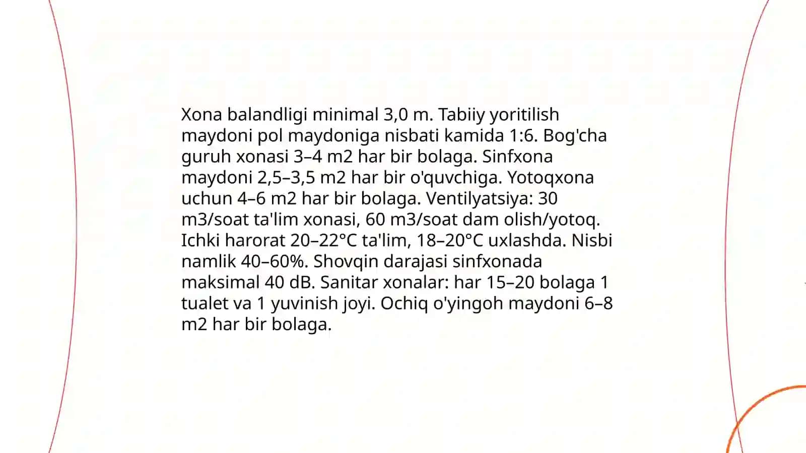 Bolalar va o'smirlar muassasalarini qurish va qayta qurish ustidan ogohlantiruvchi sanitariya nazorati 4