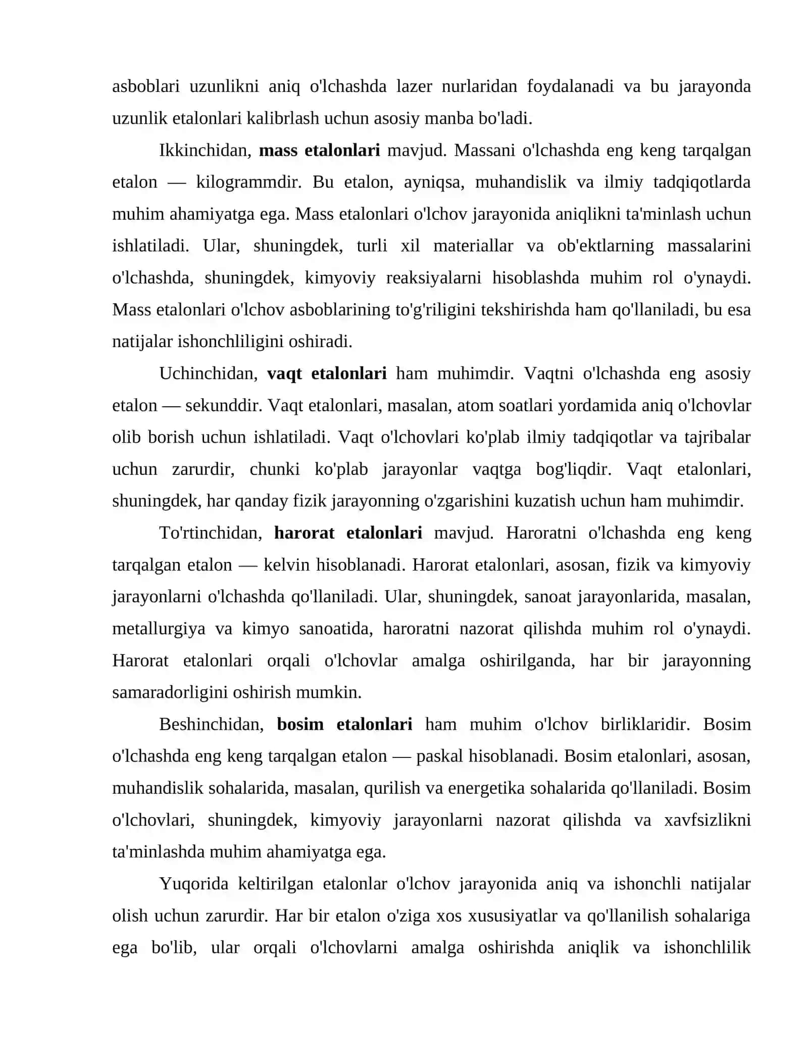 OʻLCHASHLARNI BAJARISHDA ETALONLARNI OʻRNI 4