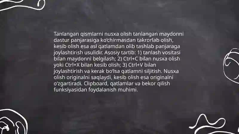 Tasvir qismlarida nusxa olish kesib tashlash yoki joylashtirishdan foydalanish 4