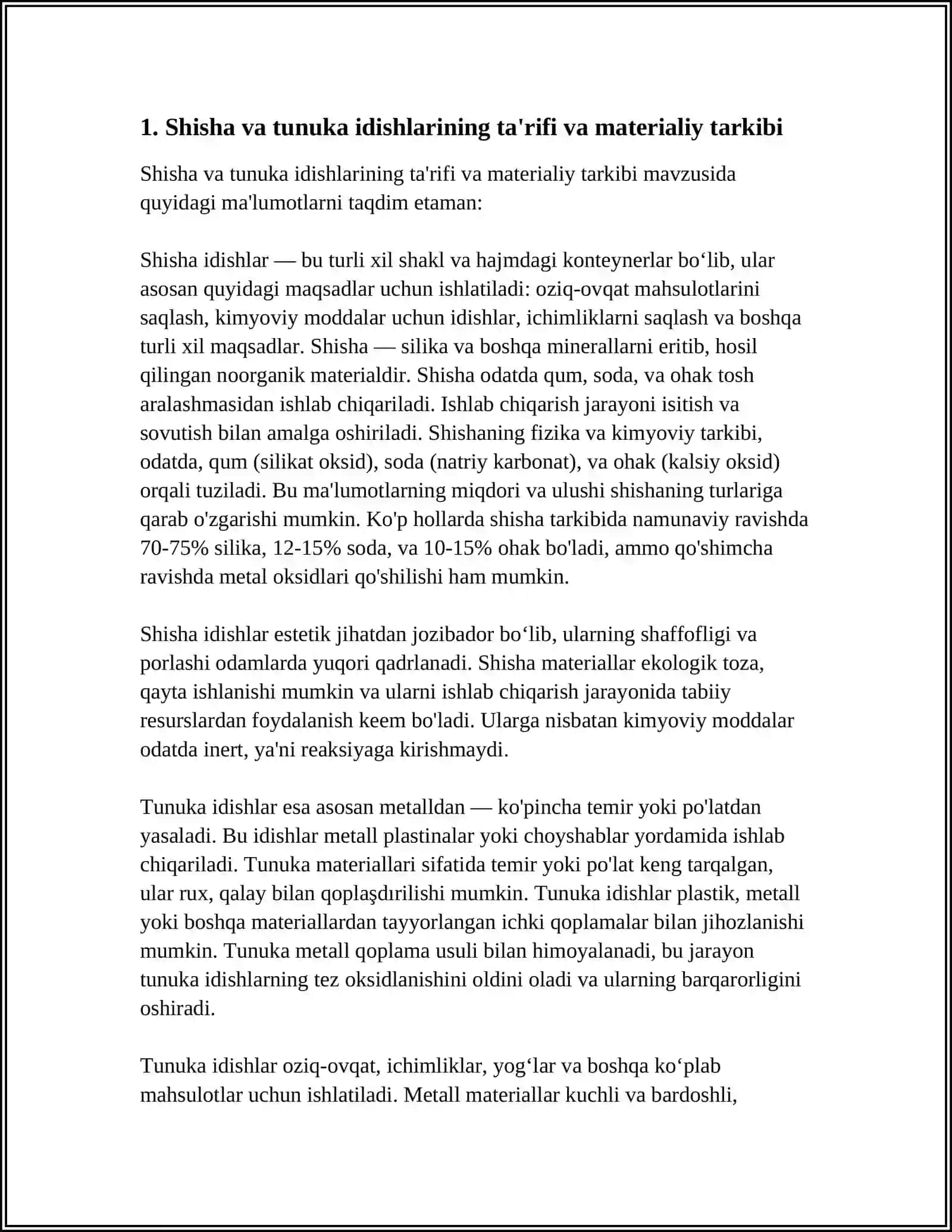 SHISHA VA TUNUKA IDISHLARNING XUSUSIYATLARI 4