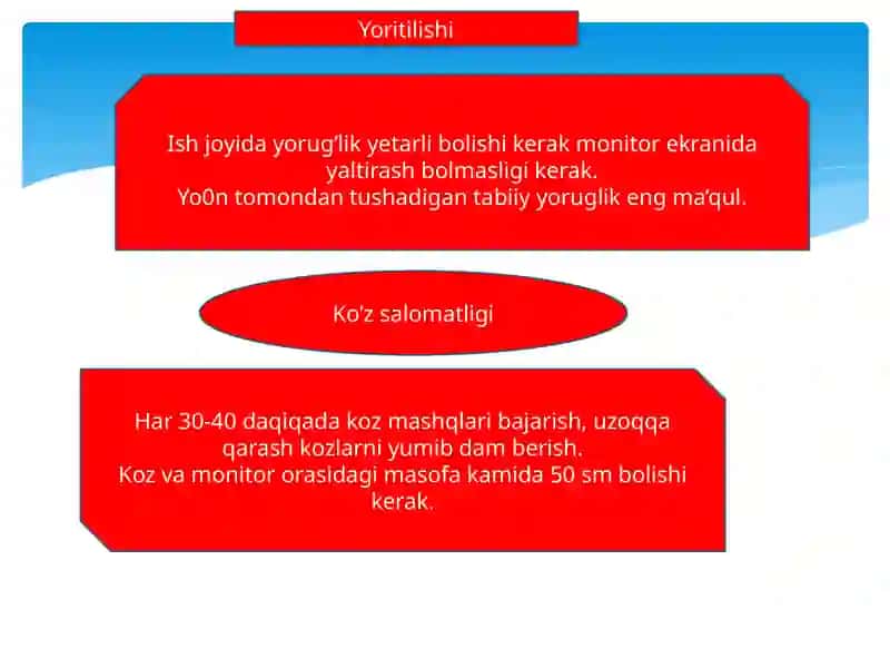 Kompyuter bilan ishlashda sanitariya gigienasi va texnika xavfsizligi 4