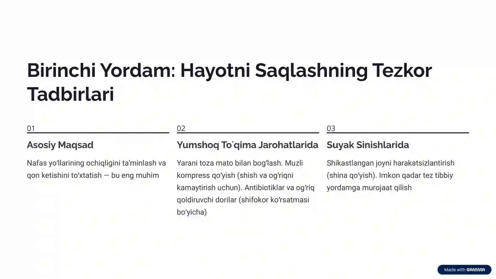 Yuz-Jagʻ Sohasidagi Jarohatlar: Birinchi Yordam va Zamonaviy Davolash 4