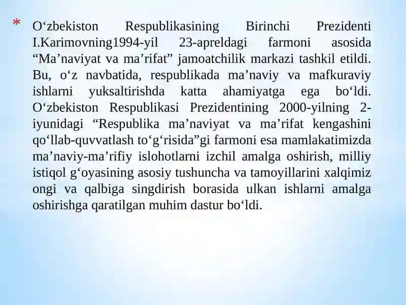 Ma’naviy hayotdagi o‘zgarishlar, madaniy taraqqiyot muammolari 4