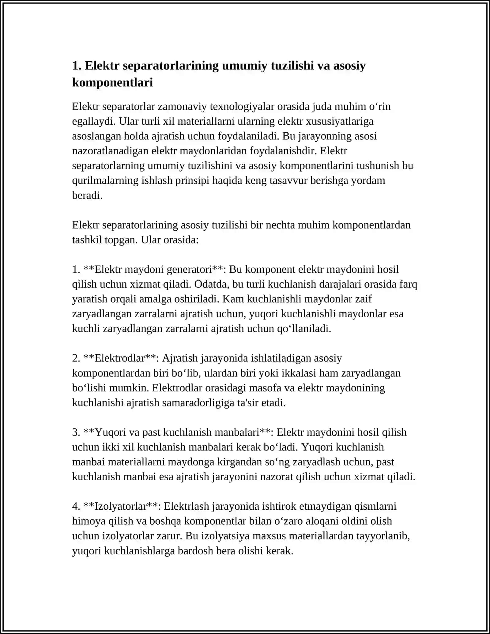 ELEKTR SPERATORLAR TUZILISHI VA ISHLASH PRINSIPI 4
