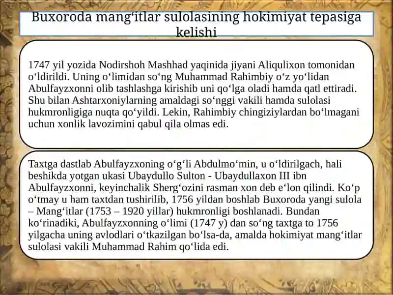 Buxoro amirligining tashkil topishi va siyosiy tarixi 4