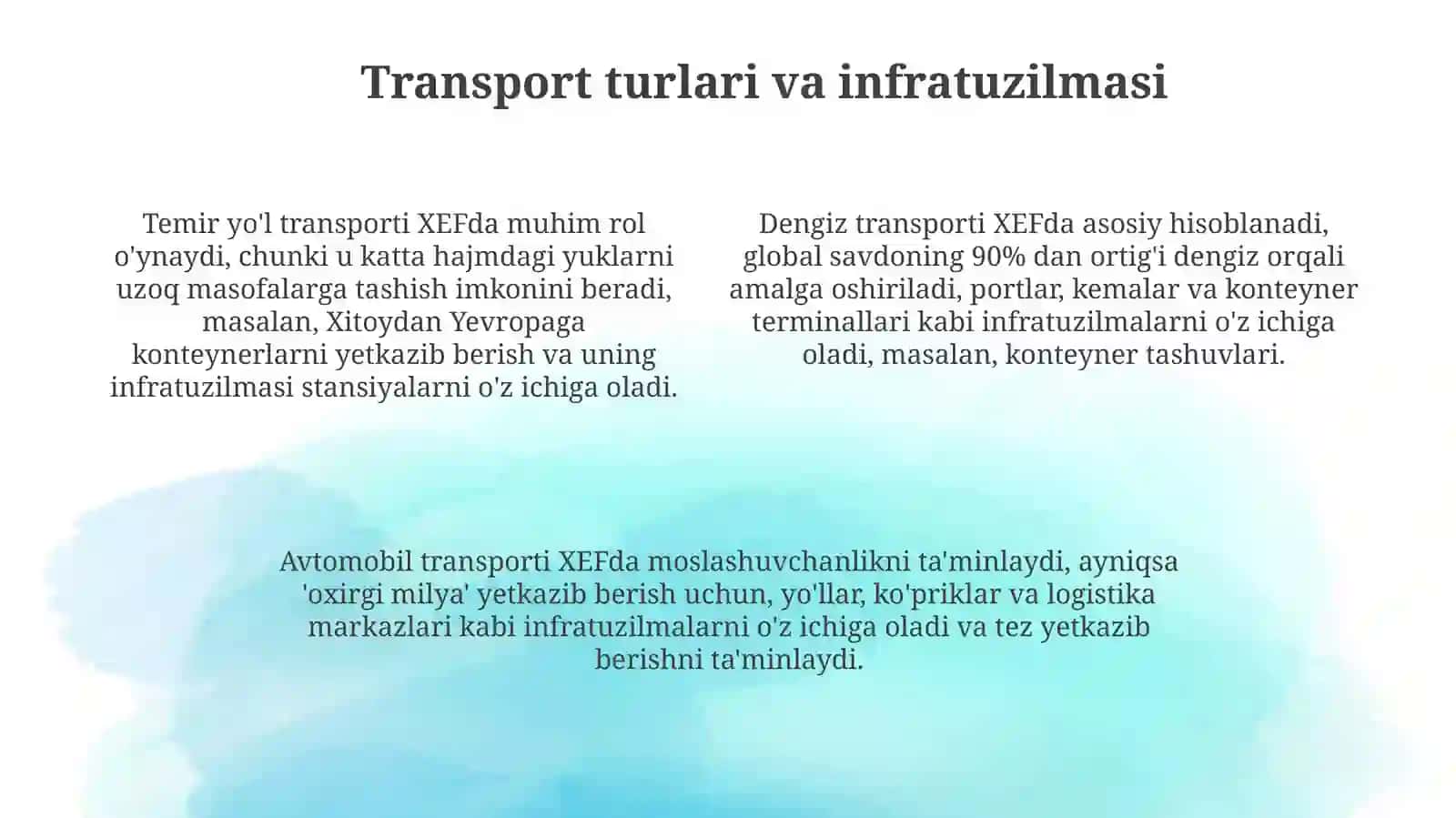 Tashqiiqtisodiy faoliyatda transport va uning ahamiyati 4