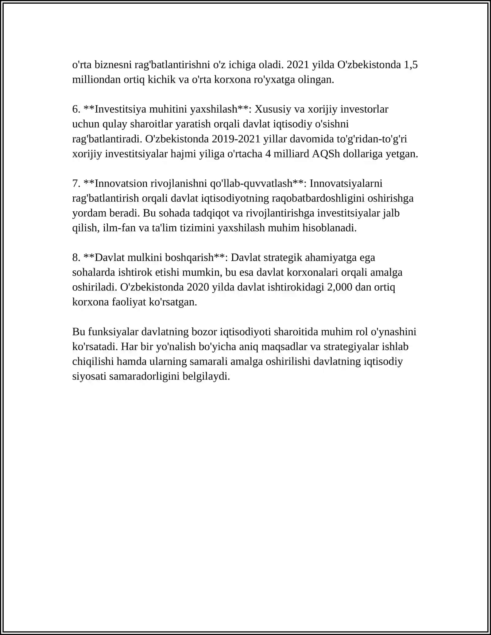 BOZOR IQTISODIY SHAROITIDA DAVLATNING FUNKSIYALARI VA IQTISODIY SIYOSATINING MAQSADLARI 4